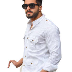 White Dotted Hunting Style Shirt - Buy Classic Polka Safari Fashion | Jaipurio